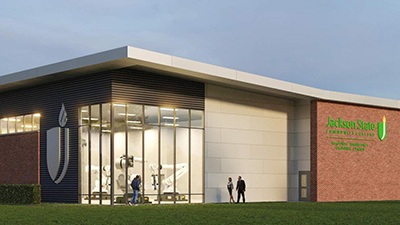 Rendered image of the Regional Workforce Training Center on the campus of Jackson State Community College