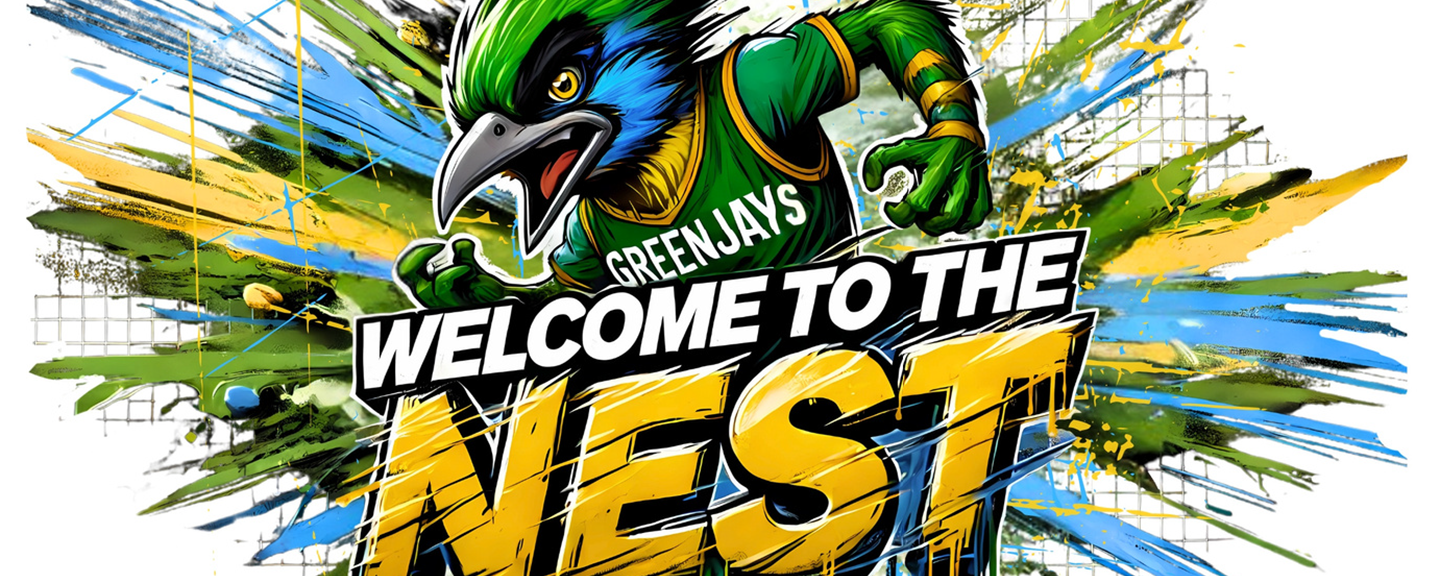 Graphic showing JSCC mascot Jax with the text 