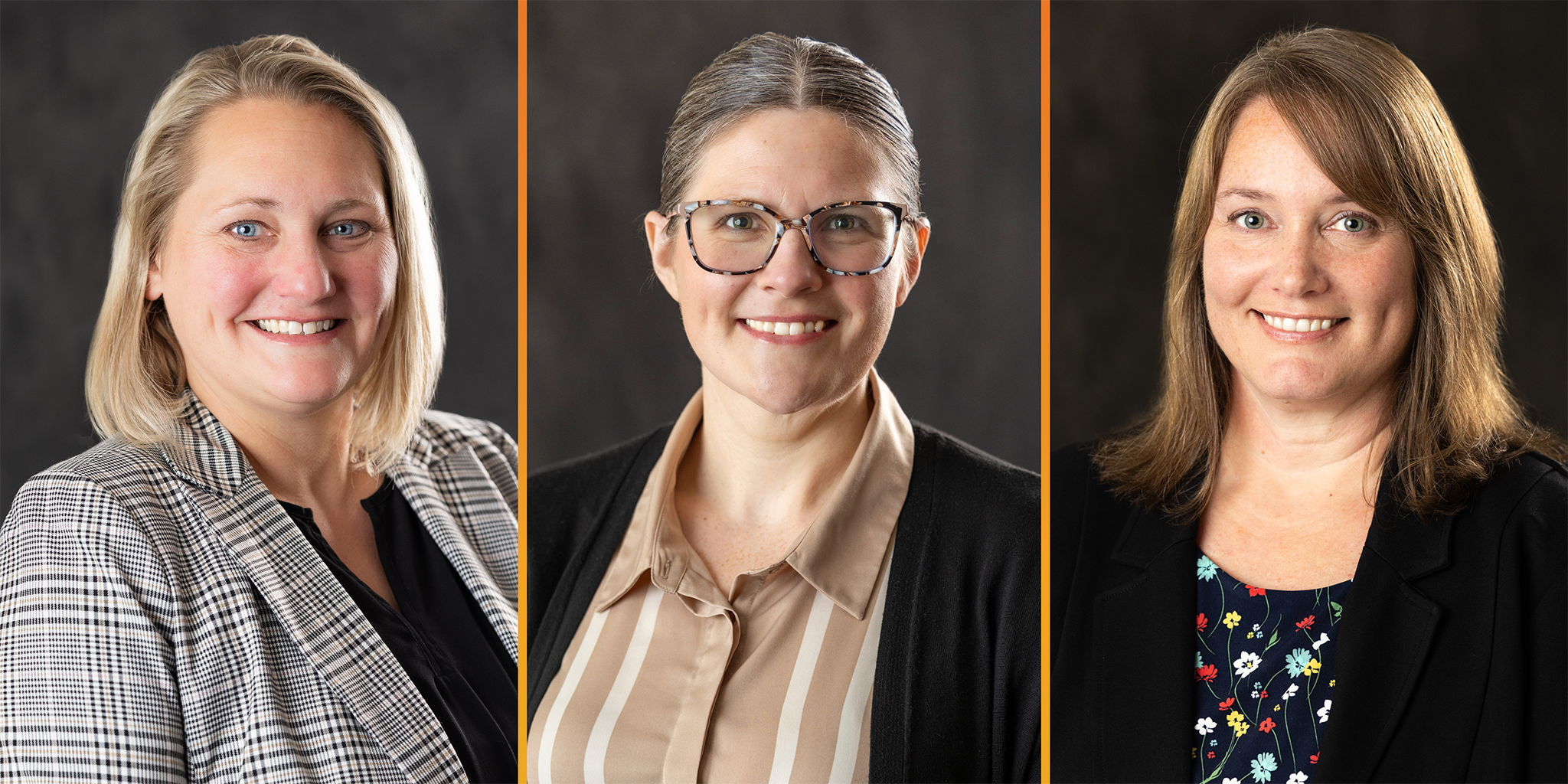From left to right, headshots of Sara Youngerman, the new Vice President of Academic Affairs, Sara Saddler - the newly appointed Dean of Learning Resources, and Dr. Anna Esquivel - Dean for the School of Humanities and Natural Sciences.